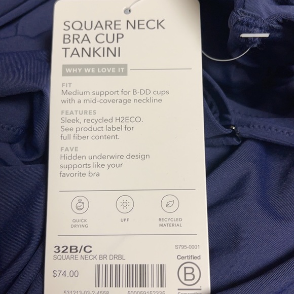 💙 Athleta Square Neck Bra Cup Tankini // Dress Blue - Picture 9 of 14